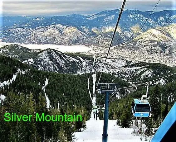 Ski lift over snowy Silver Mountain landscape.