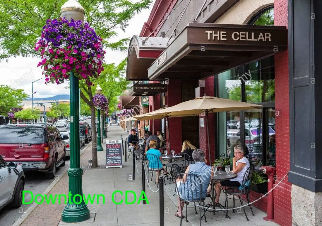 Outdoor café scene in downtown CDA.