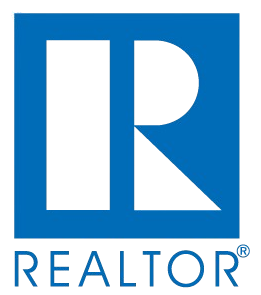 Blue REALTOR® logo with stylized 'R' and text.